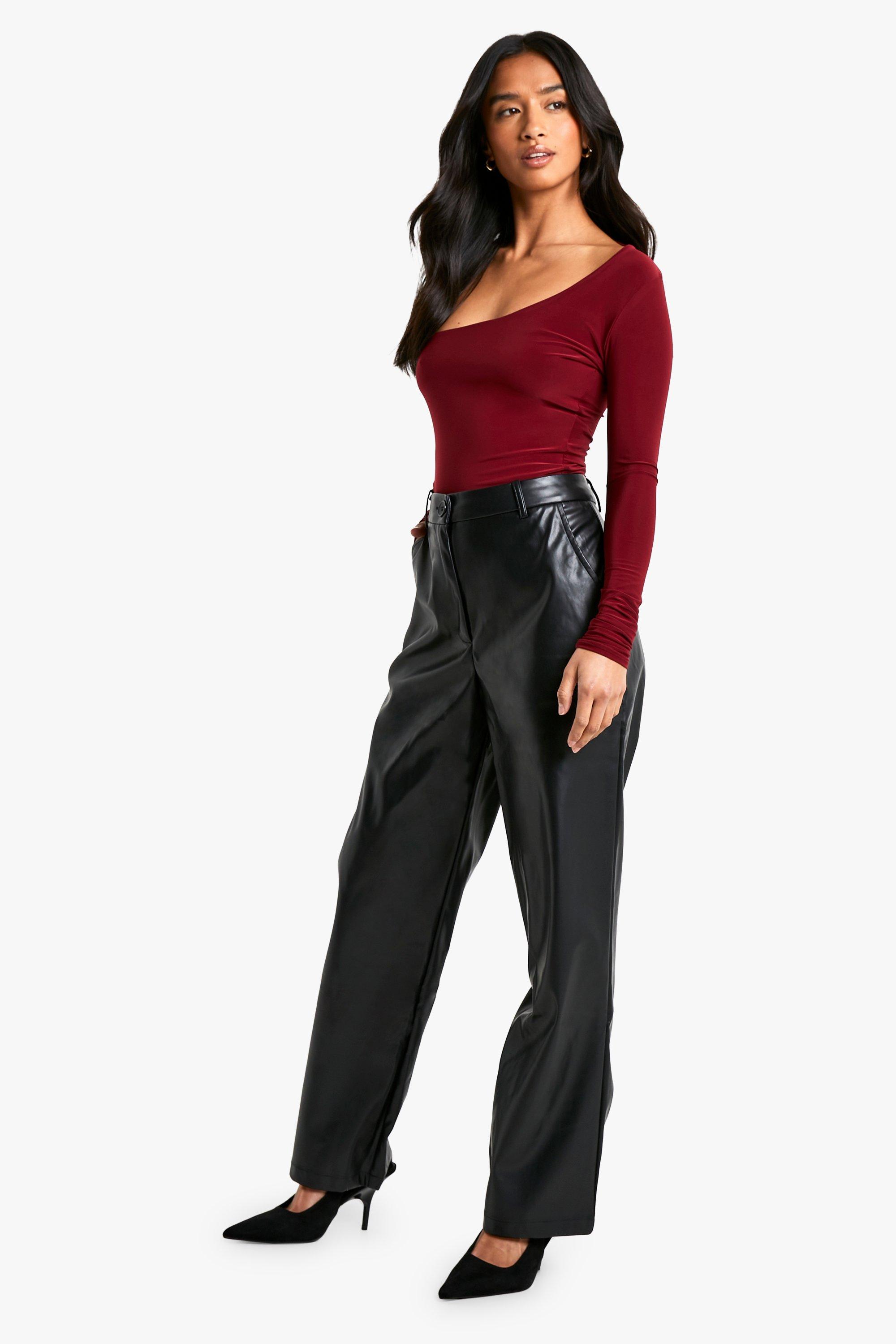 Petite Black Cropped Faux Leather Pants