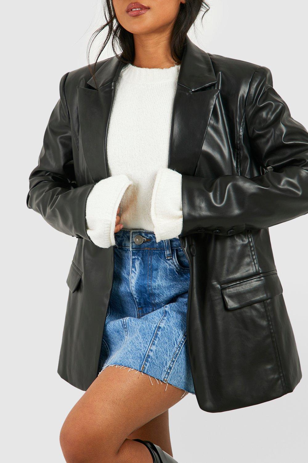 Black deals leather blazer