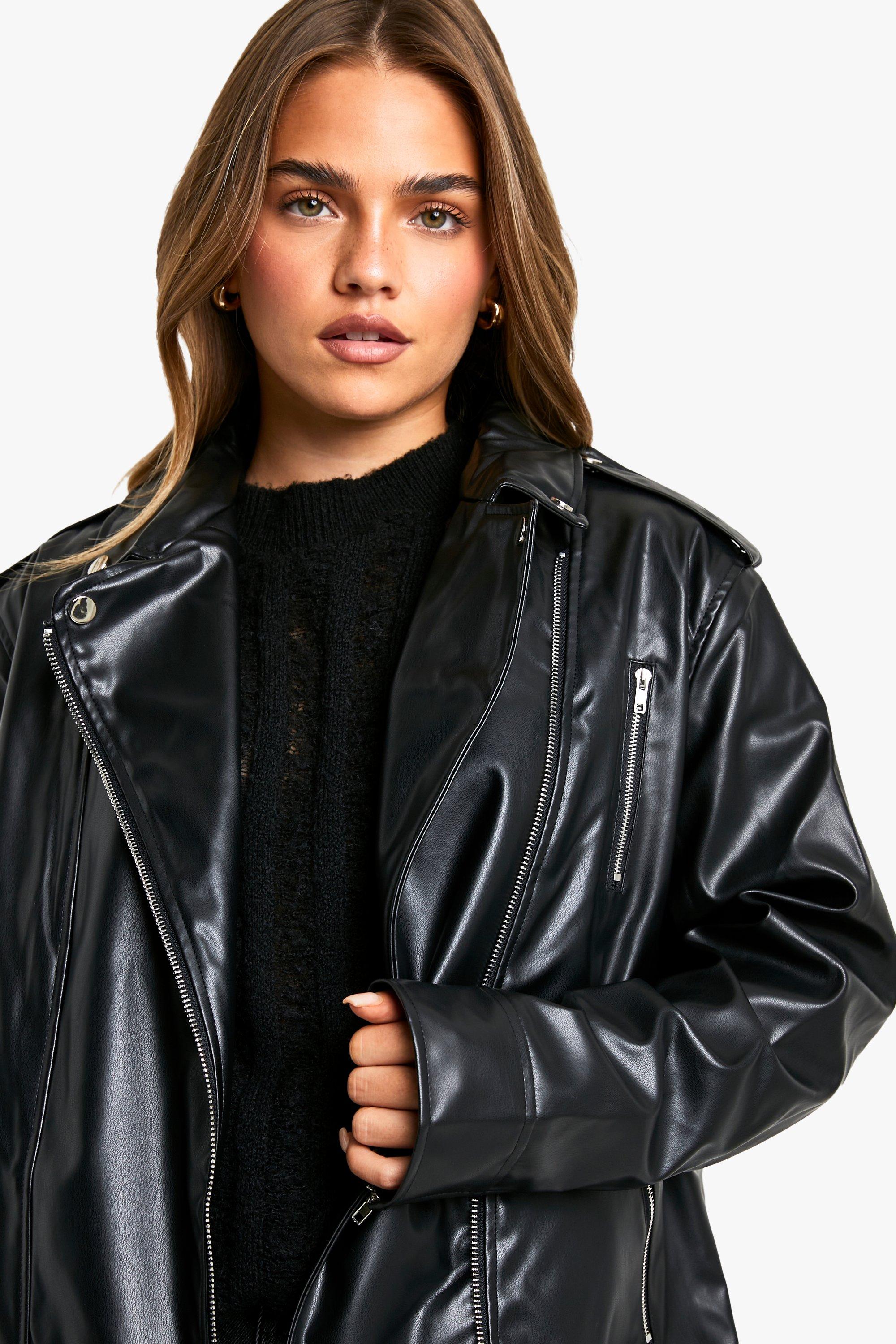 Petite real leather hot sale biker jacket