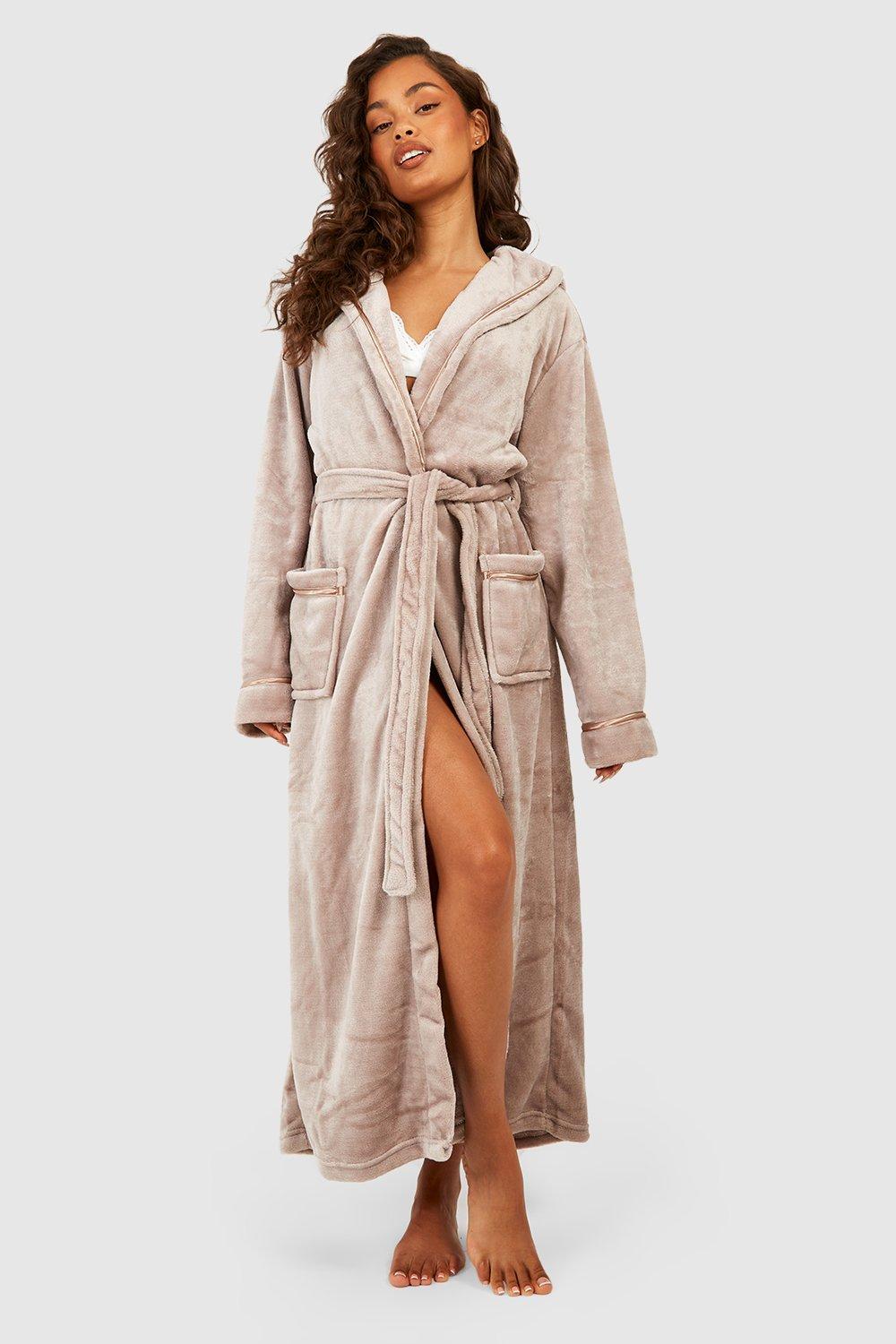 Loungeable Mink Fleece Ribbon Trim Dressing Gown