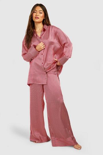 Oversized Stripe Pyjama Set red