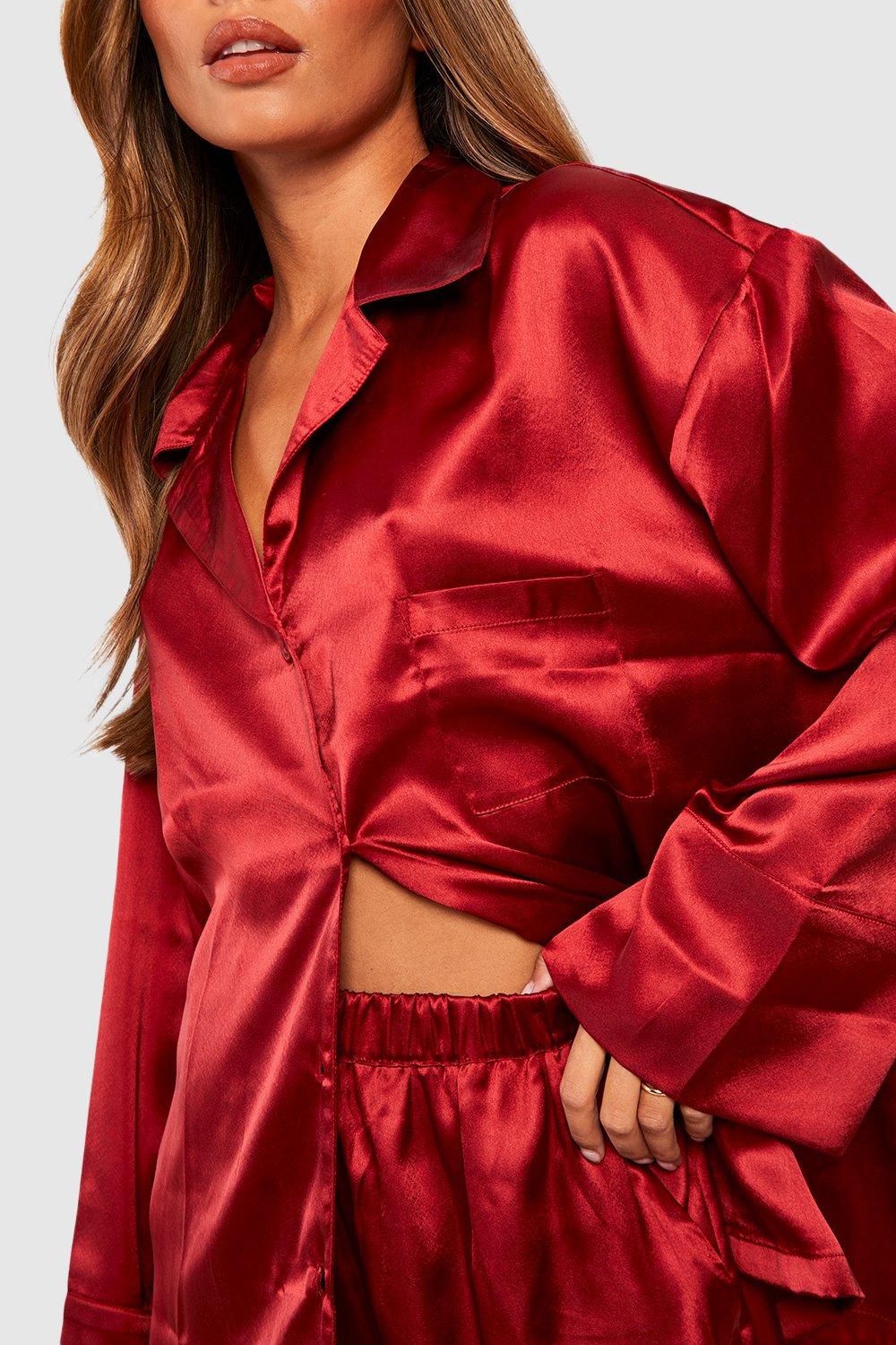 Satin pjs boohoo hotsell