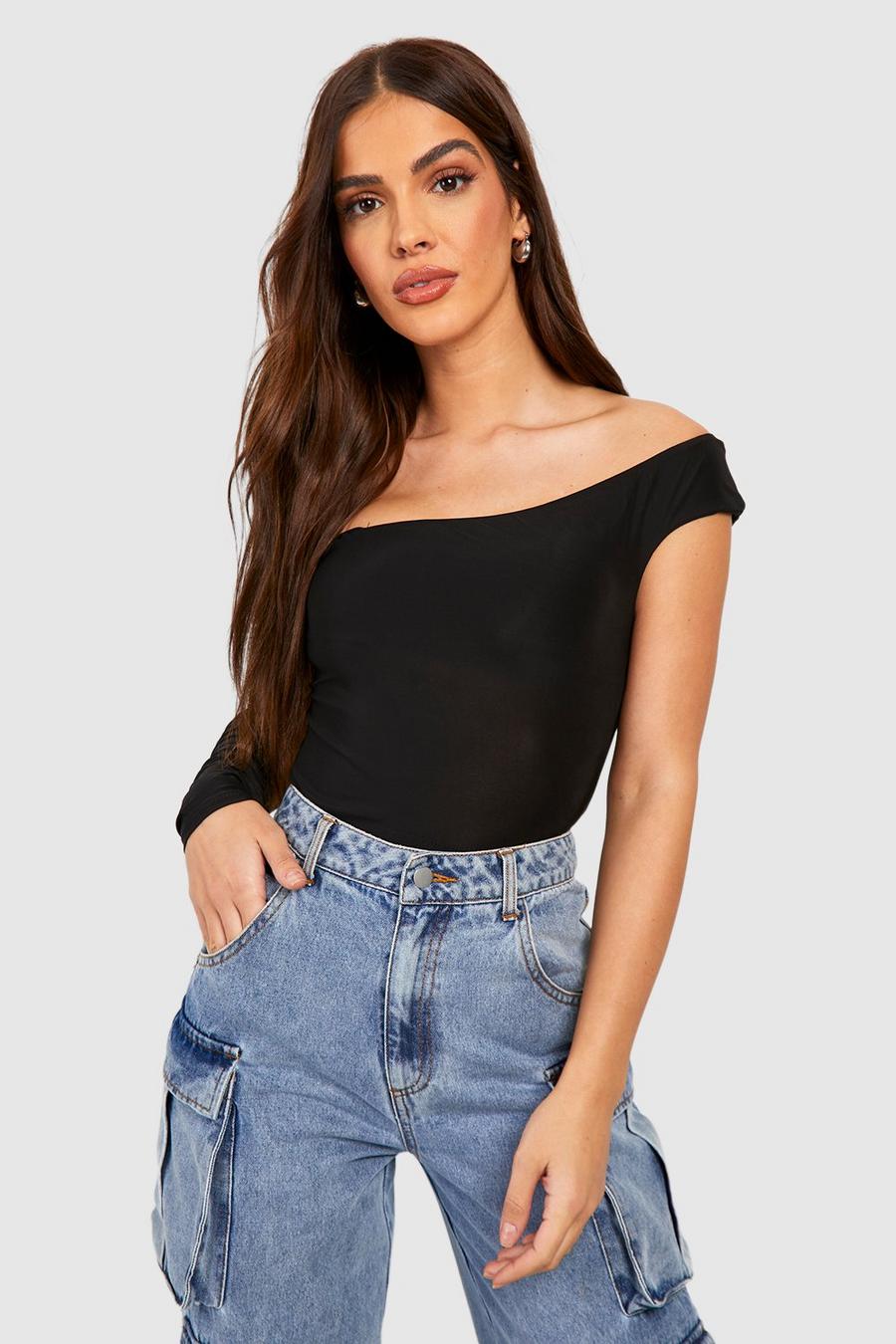 Black Slinky One Shoulder Top