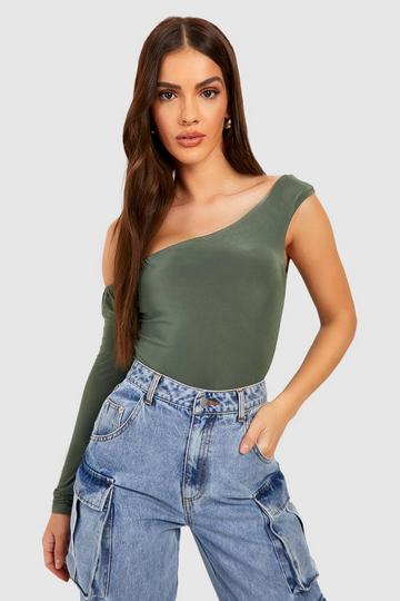 Strakke Top Met Eén Blote Schouder khaki