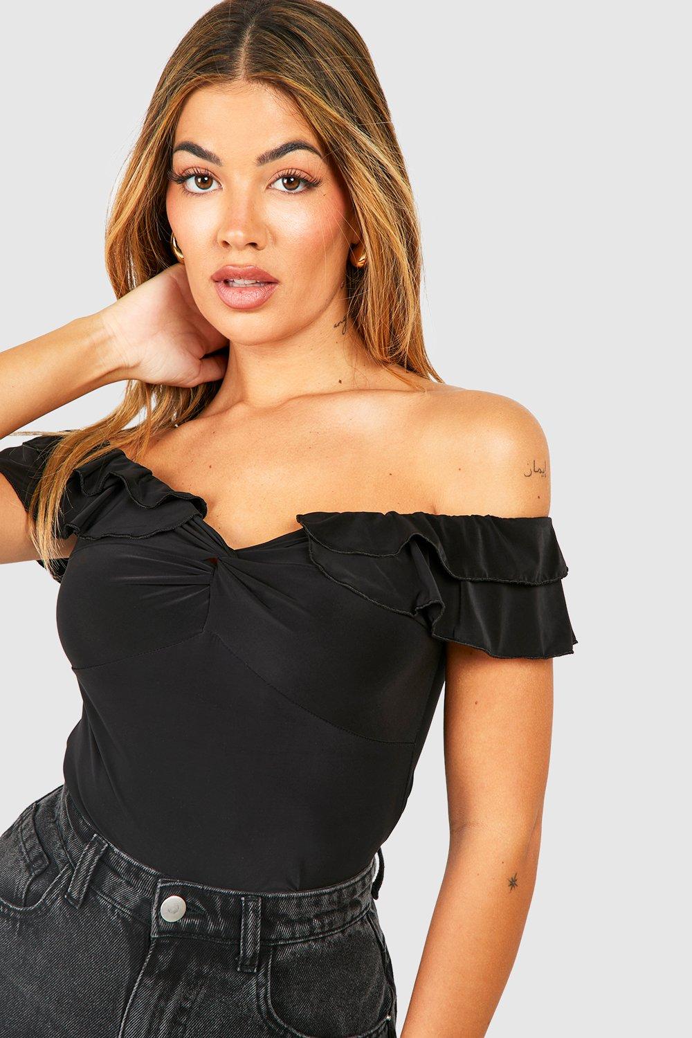 Black frill off clearance the shoulder top