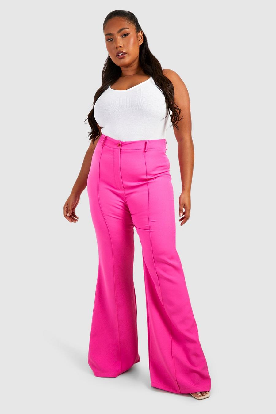 Plus Woven Seam Detail Tailored Flare Trousers