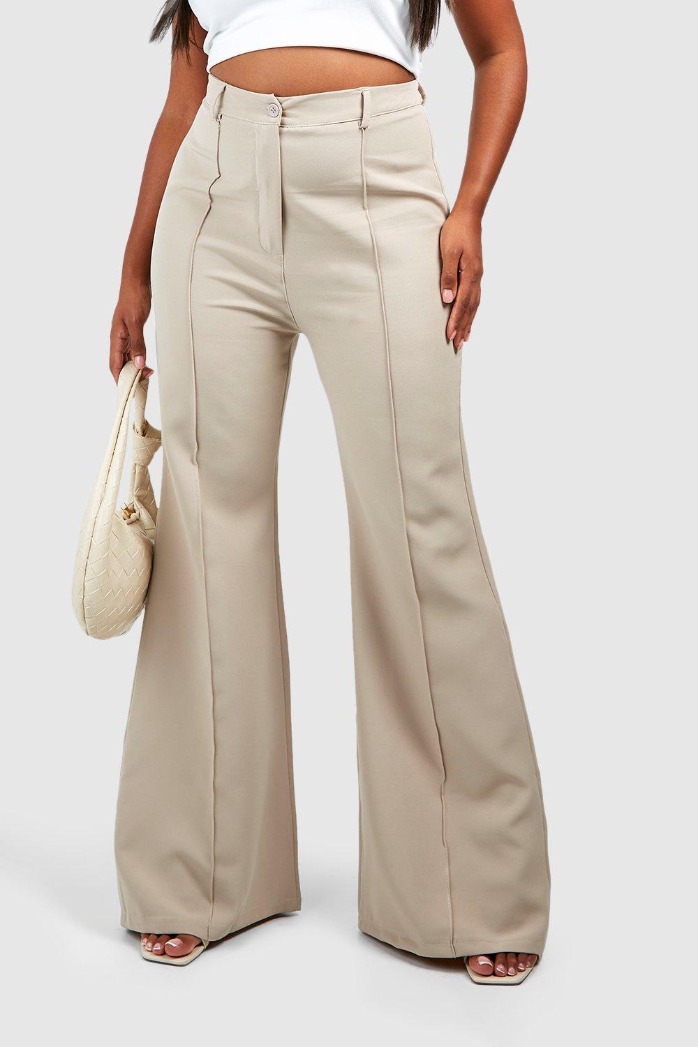 Plus Woven Seam Detail Tailored Flare Trousers