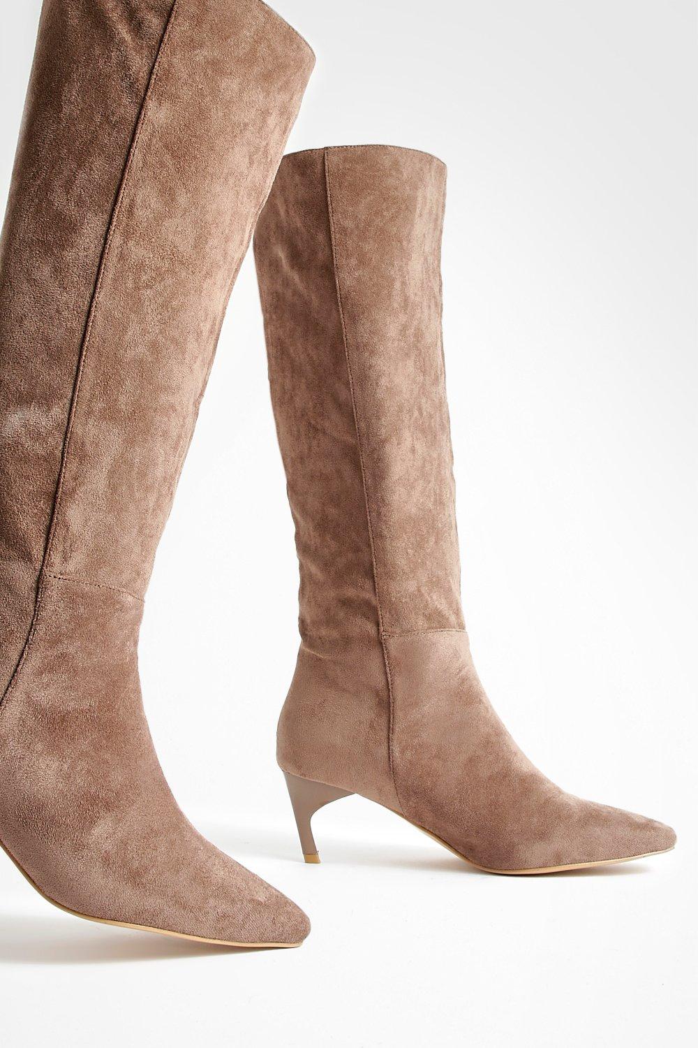 Wide Width Low Square Toe Knee High Boots boohoo