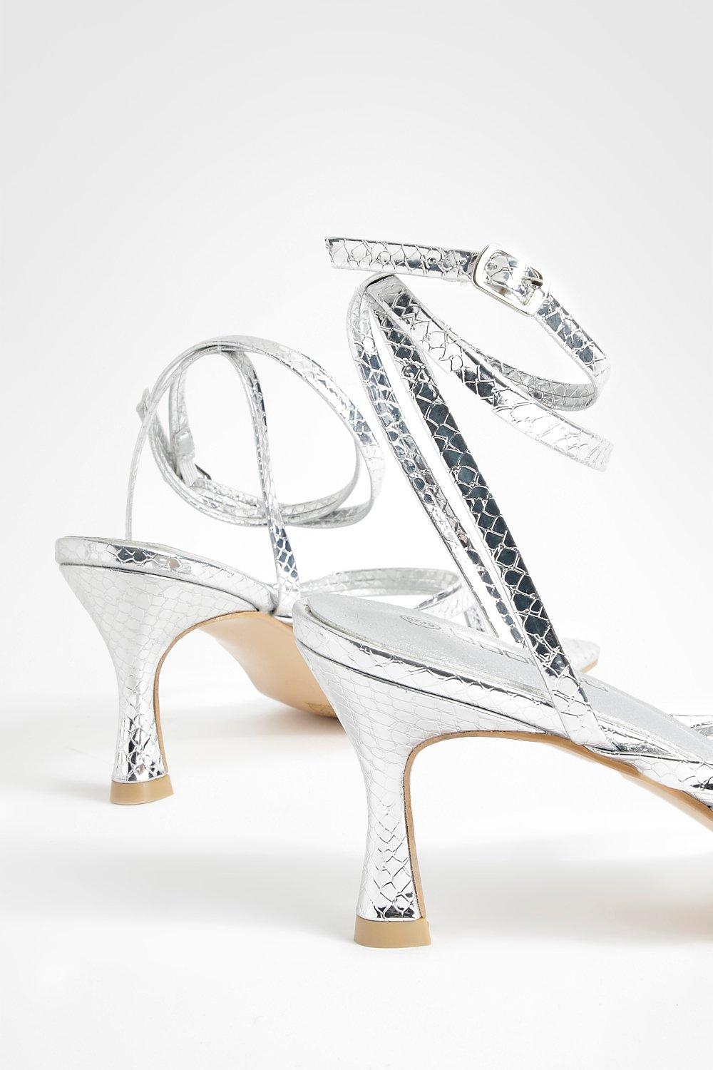 Silver kitten heel sandals on sale uk