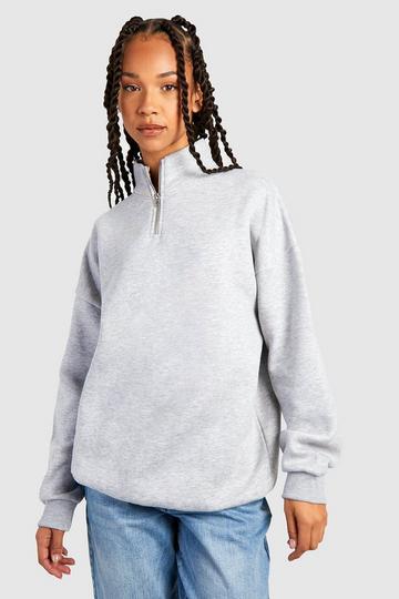 Grey Tall Basic Half Zip Sweatshirt