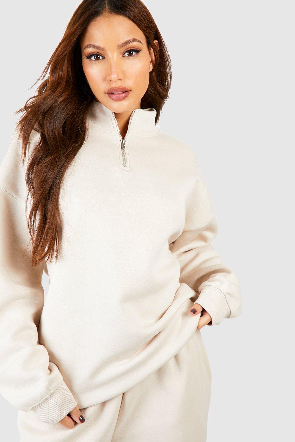 Half zip sweatshirt boohoo hot sale