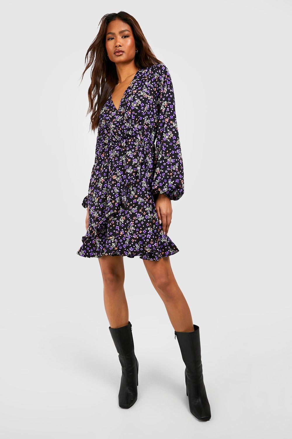 Ruffle wrap shop skater dress