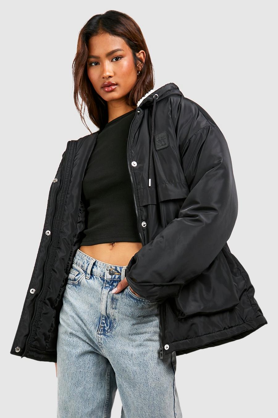 Black stone island zip up hooded jacket item