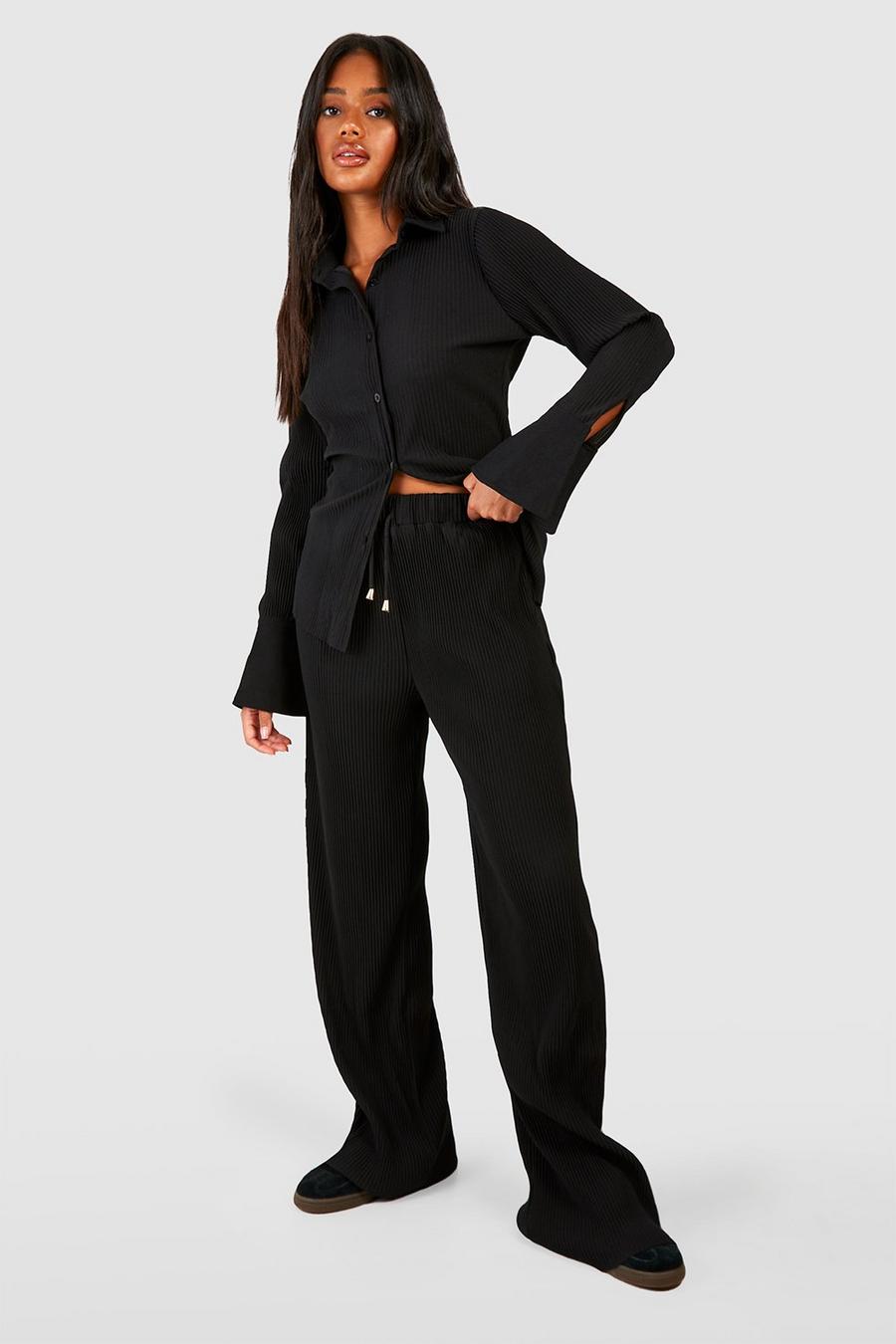 Pantalón de pernera recta plisado Premium, Black image number 1