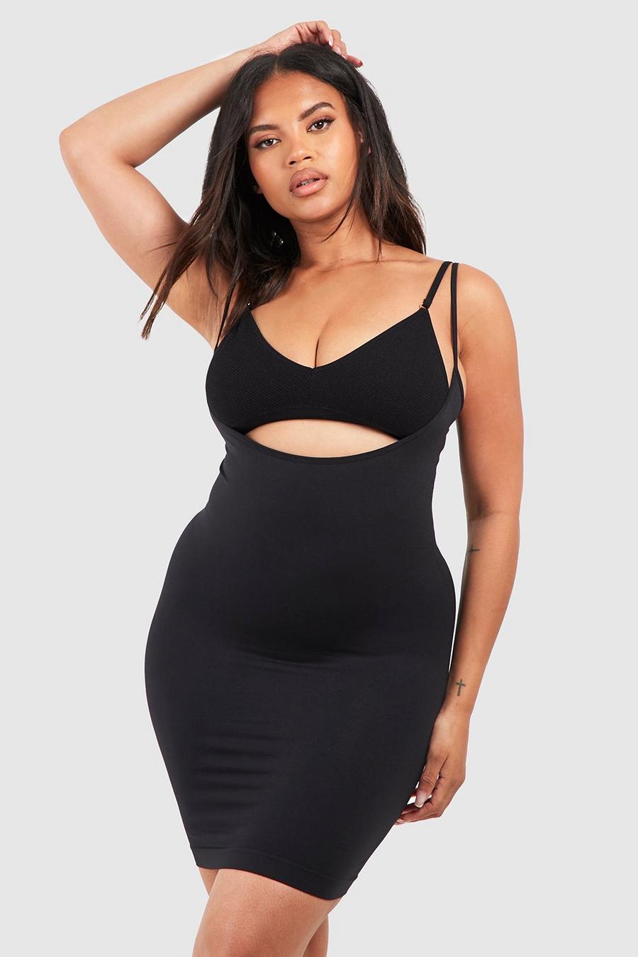 Black Plus Seamless Control Shaping Under Bust Dress