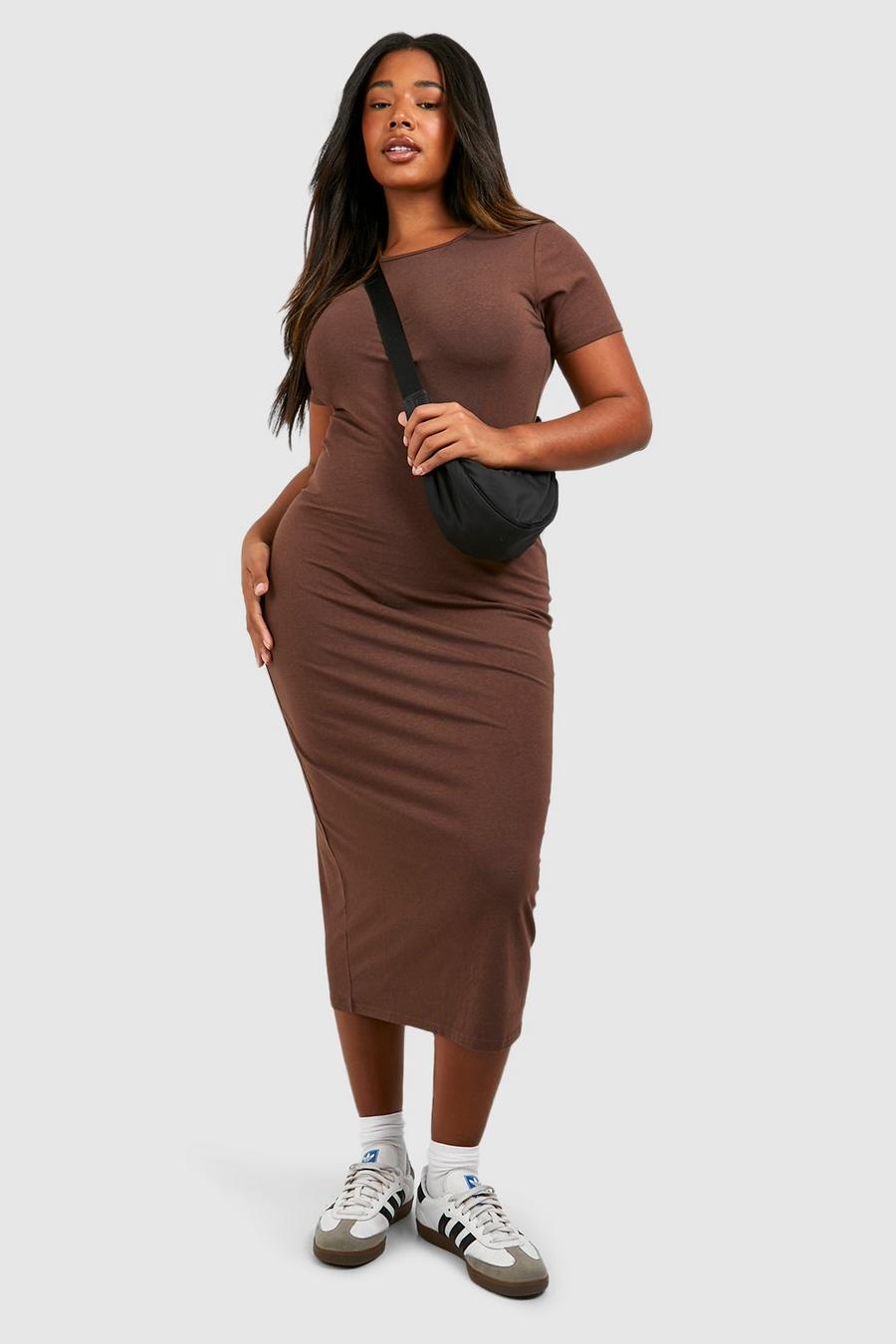 Chocolate brown Plus Premium Super Soft Midaxi Dress