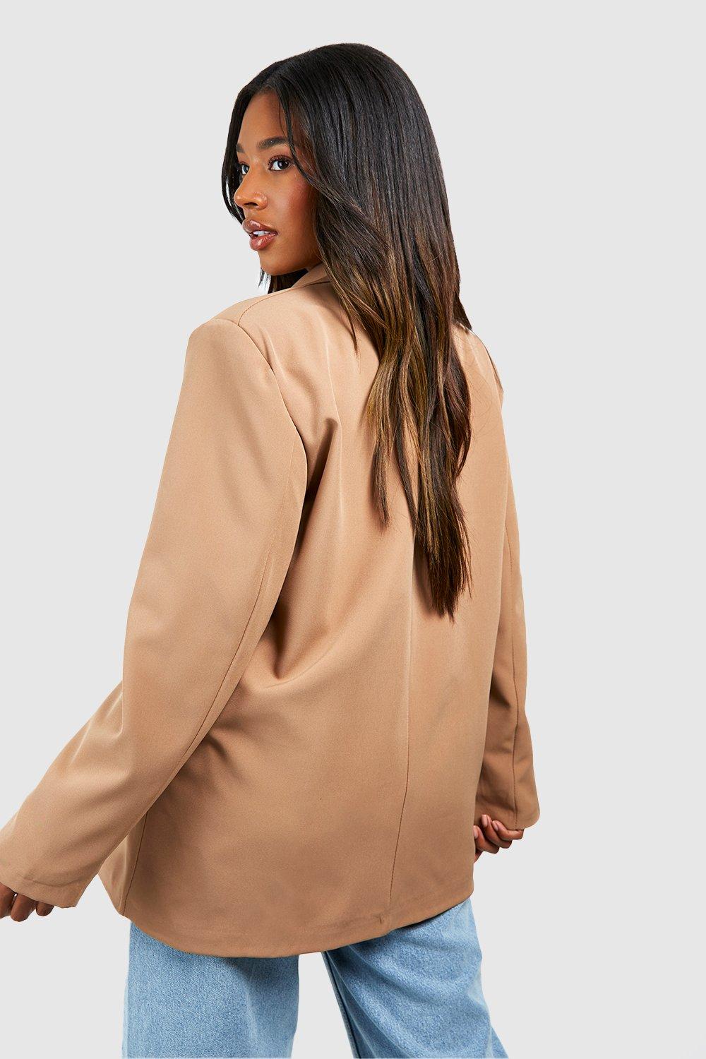 Tan oversized blazer sale