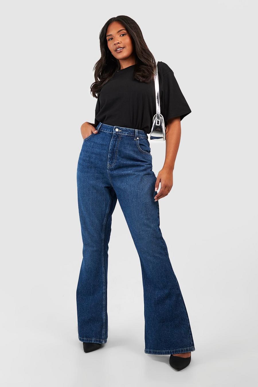 High Rise '70s Flare Jeans In Medium Indigo