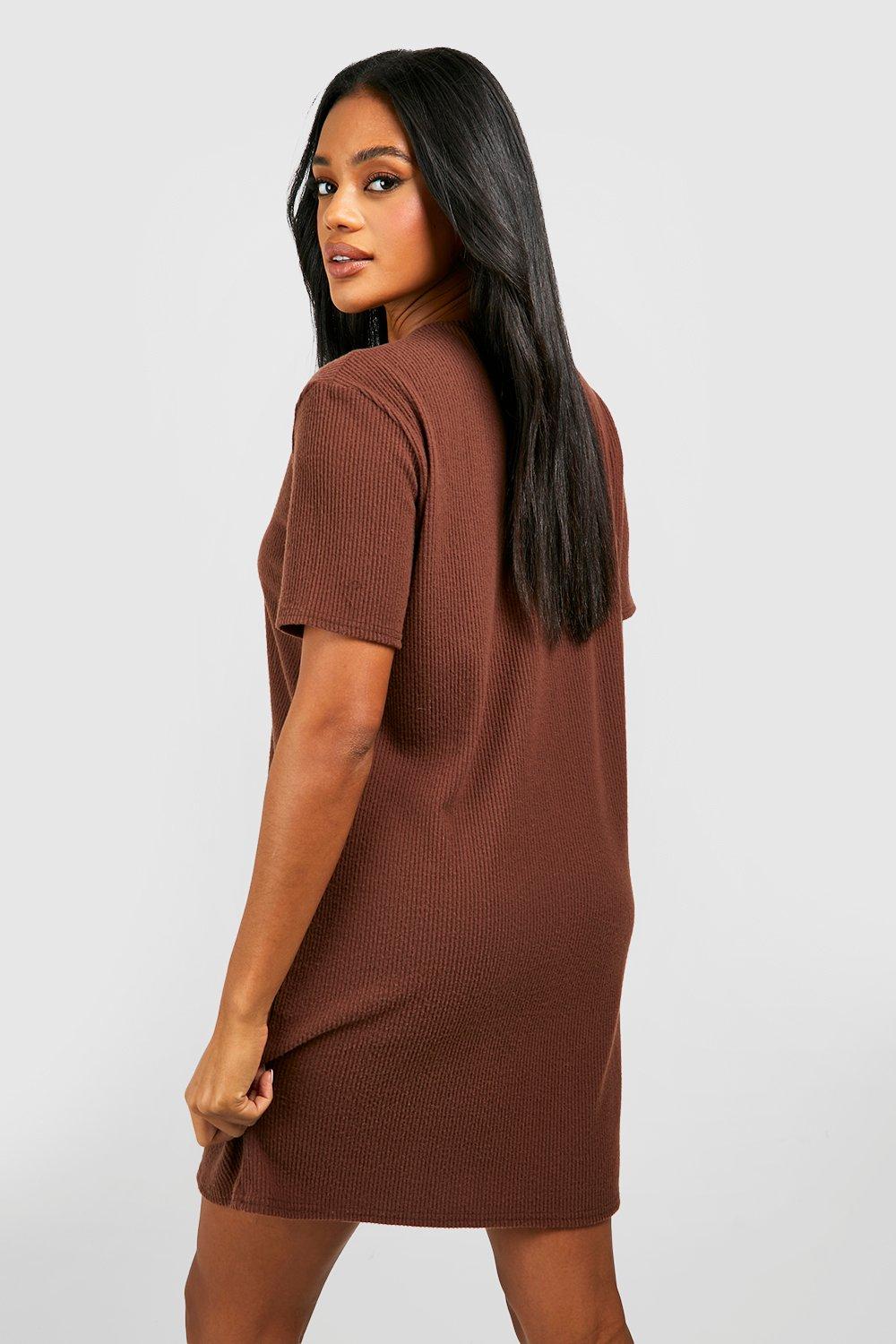 Oversized Zachte Geribbelde T Shirt Jurk