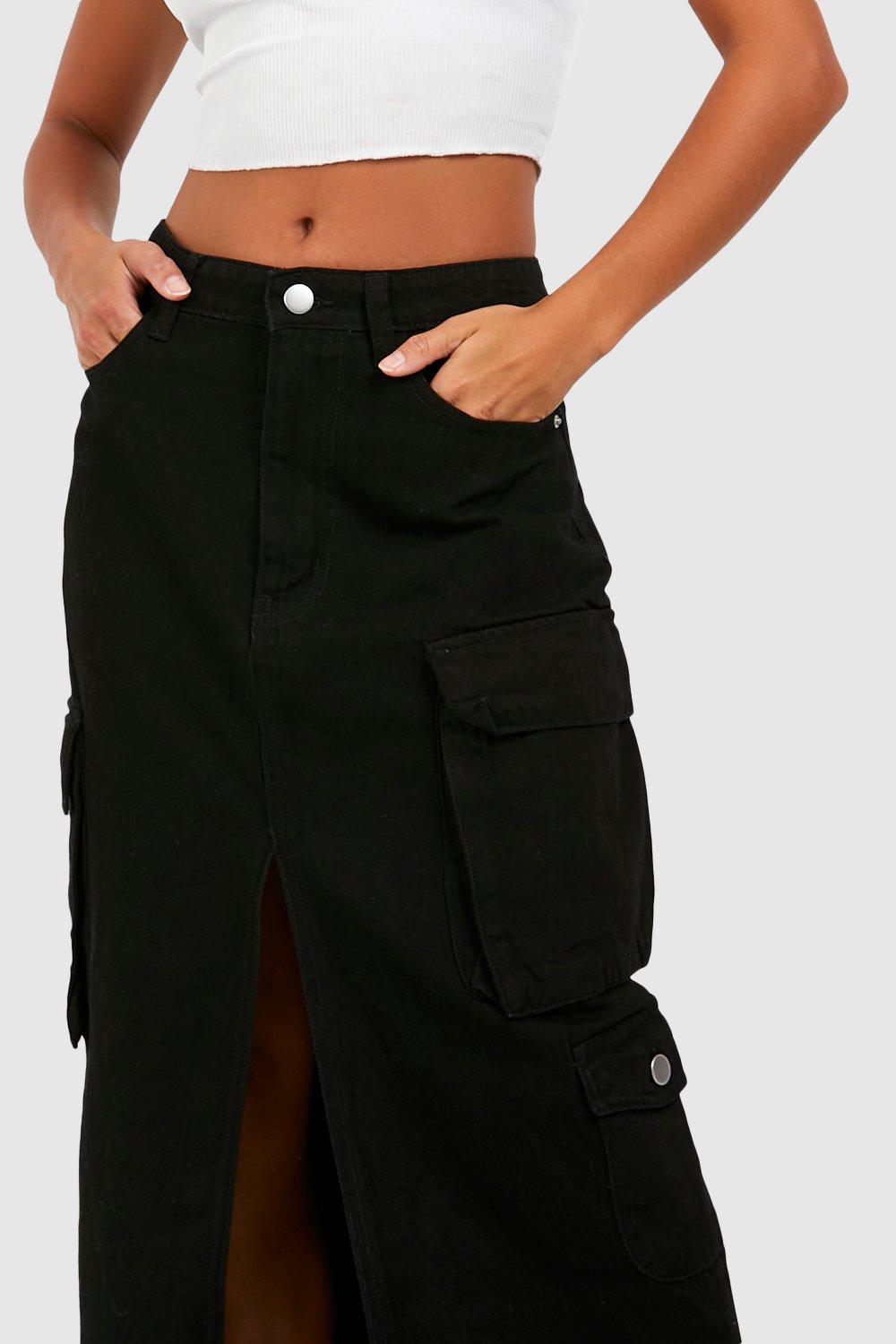 Black cargo denim outlet skirt