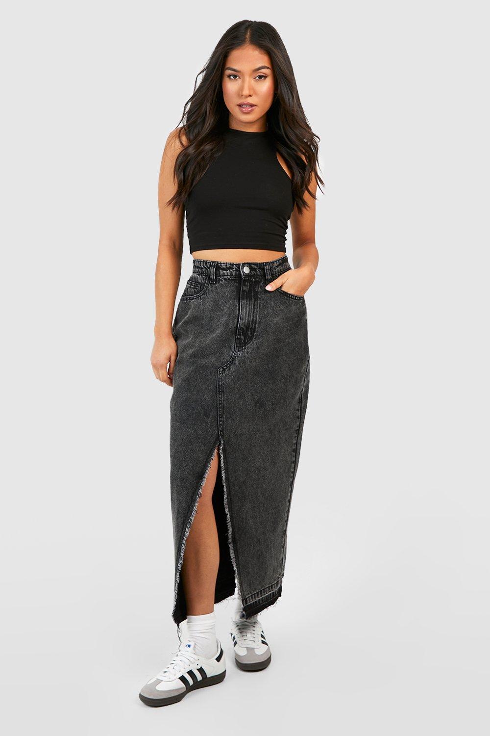 Black acid wash skirt cheap