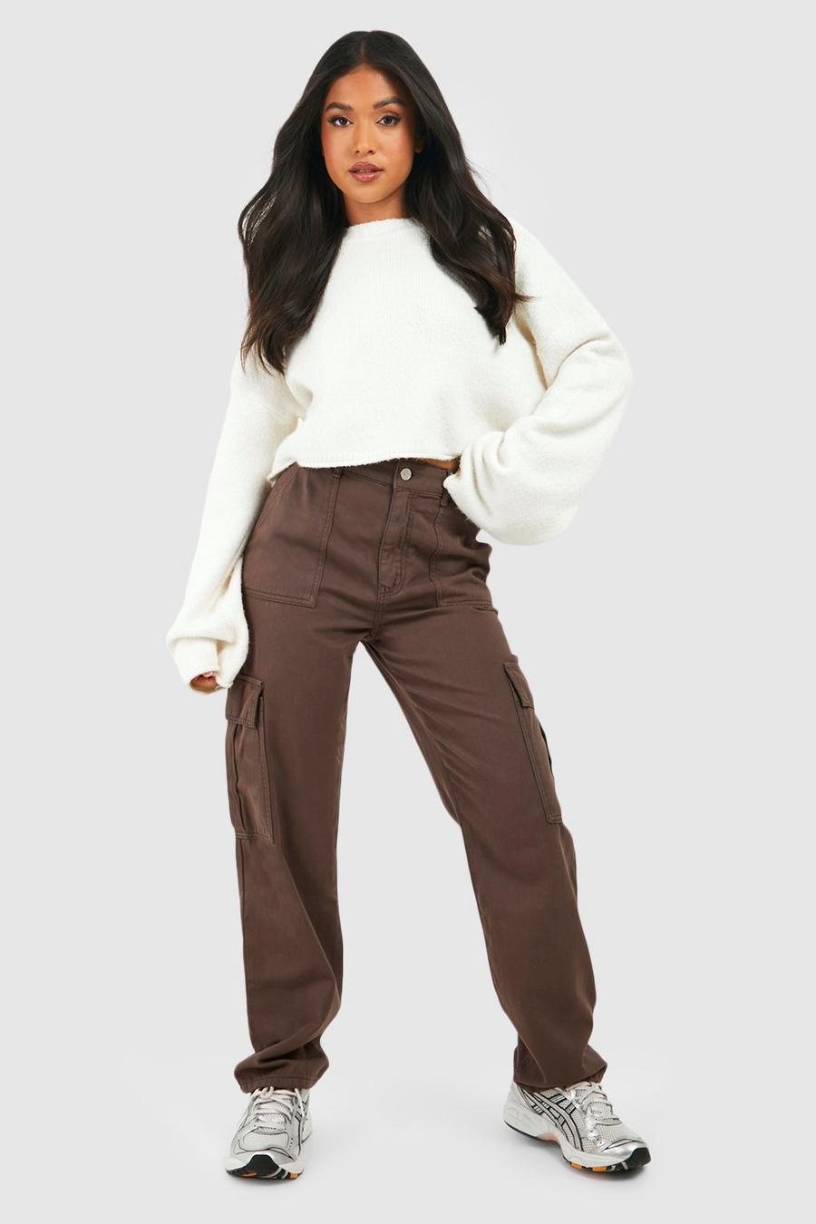 Chocolate Petite Baggy Cargo Jeans image number 1