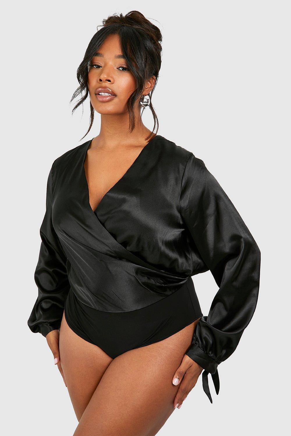 Satin store wrap bodysuit