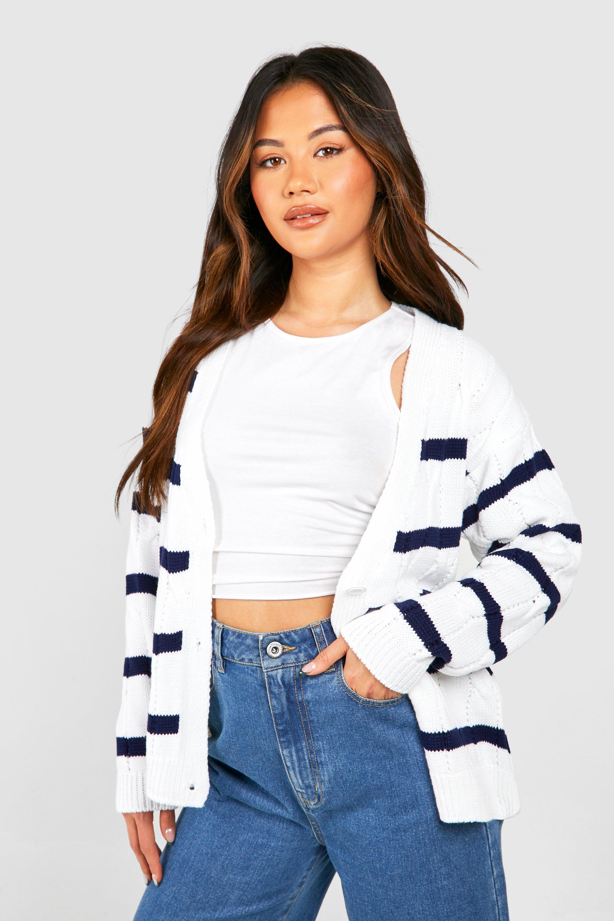 Boohoo cable store knit boyfriend cardigan