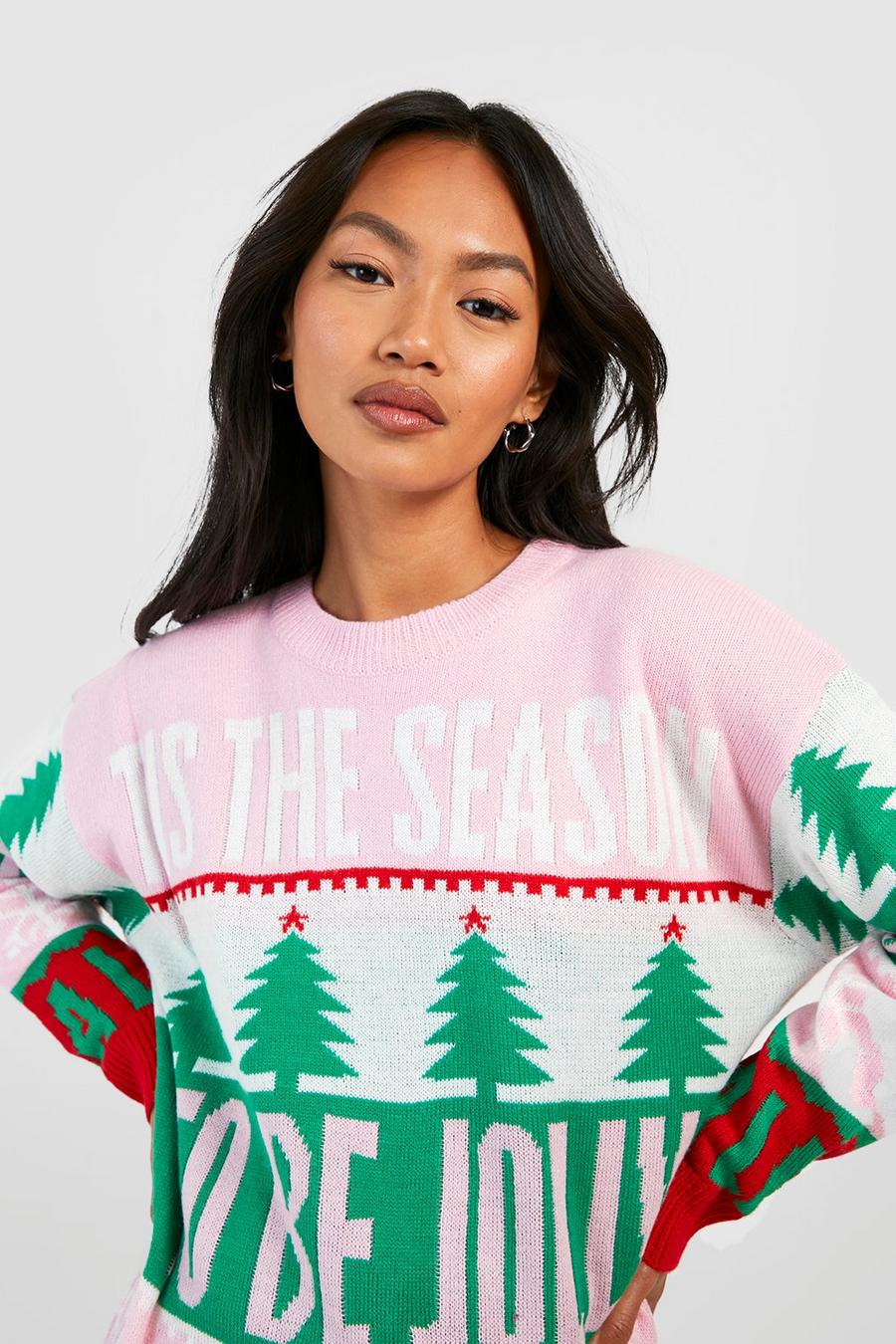 Maglione natalizio Tis The Season, Pink