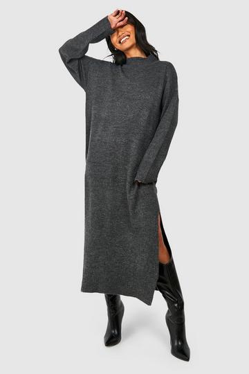 Turtleneck Midi Sweater Dress charcoal