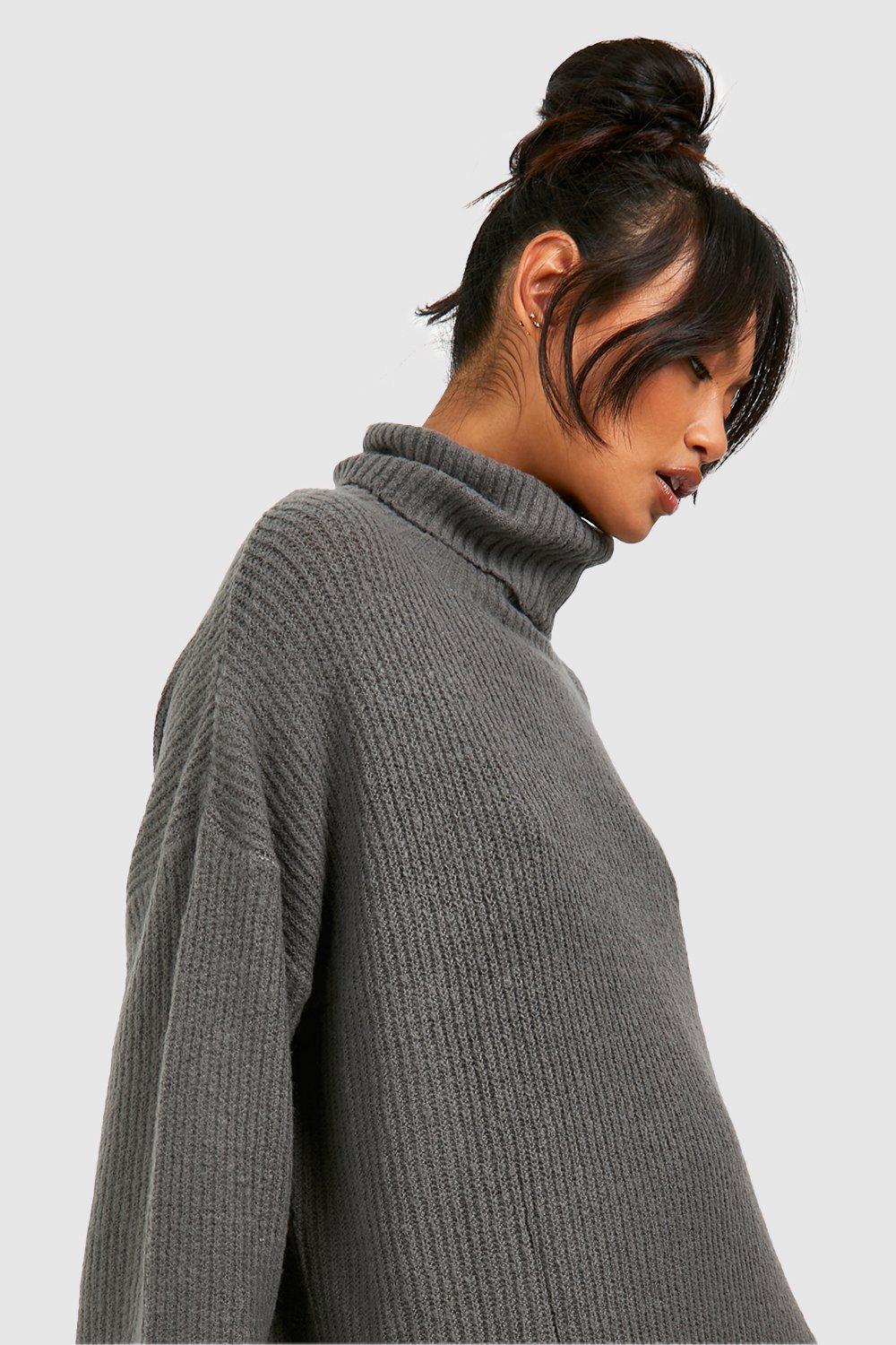 Gray turtleneck sweater outfit on sale