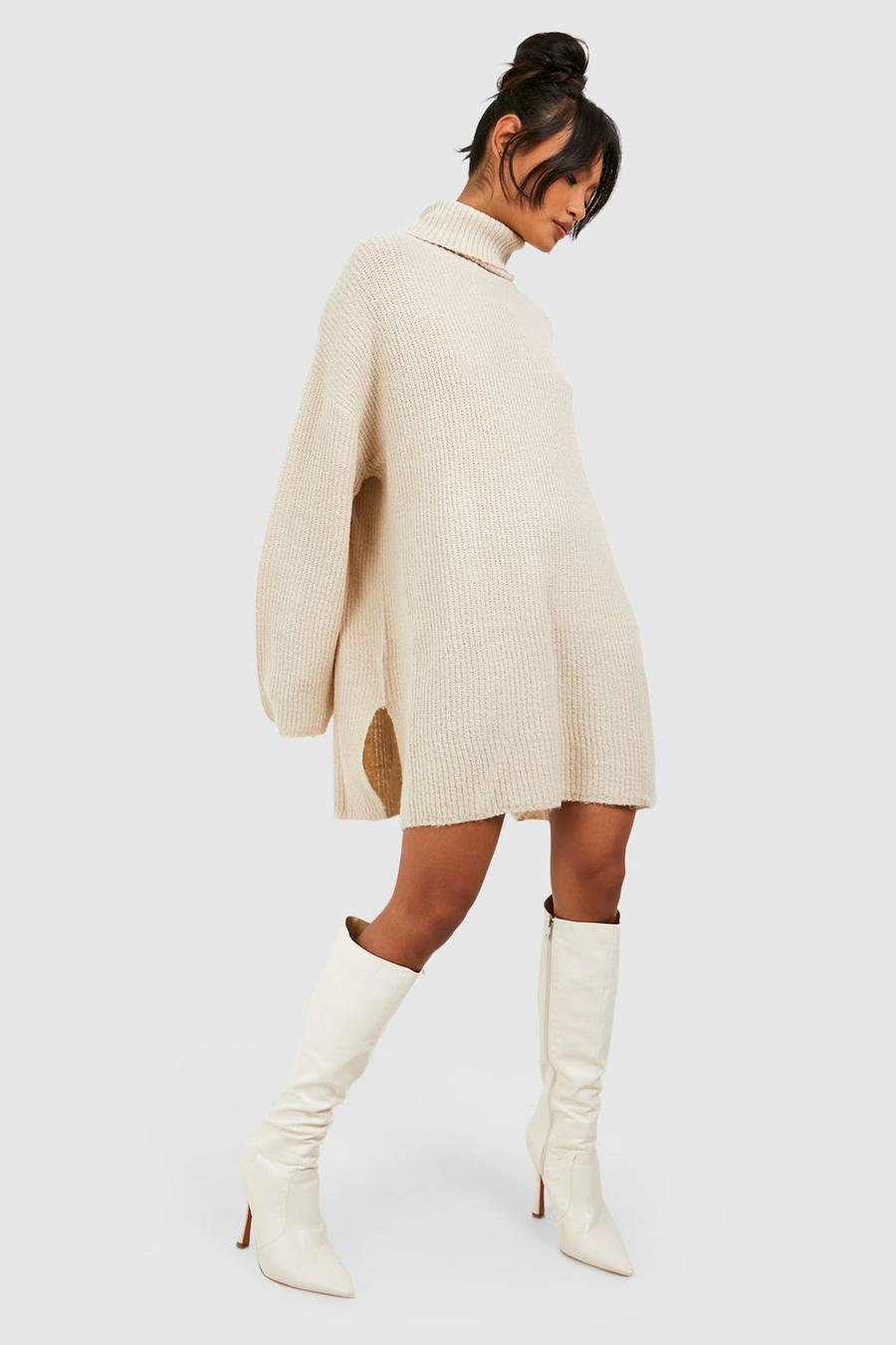 Stone Roll Neck Tunic Jumper Dress image number 1