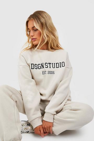 Stone Beige Dsgn Studio Applique Sweatshirt Tracksuit