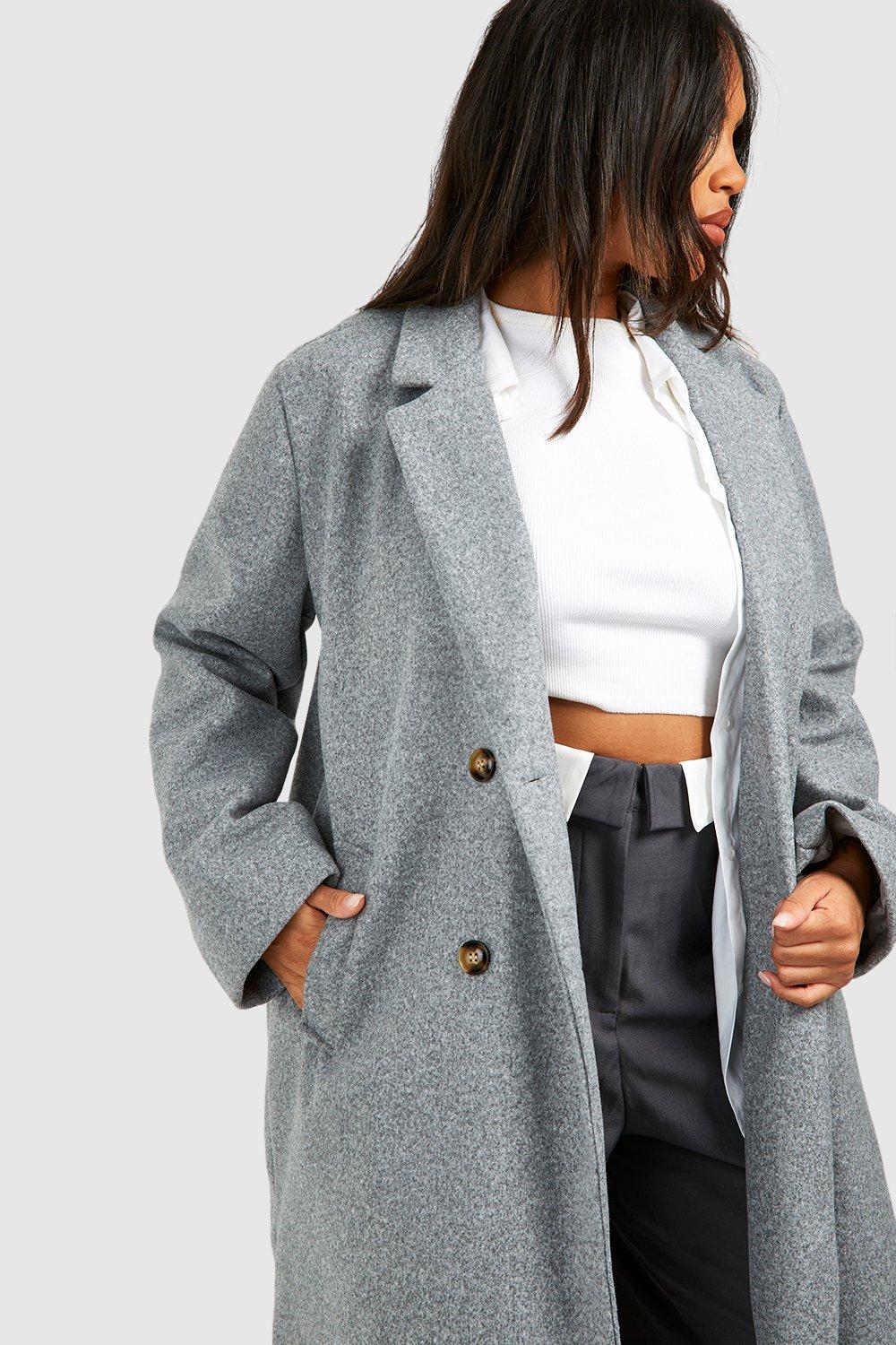 Grey coat boohoo sale