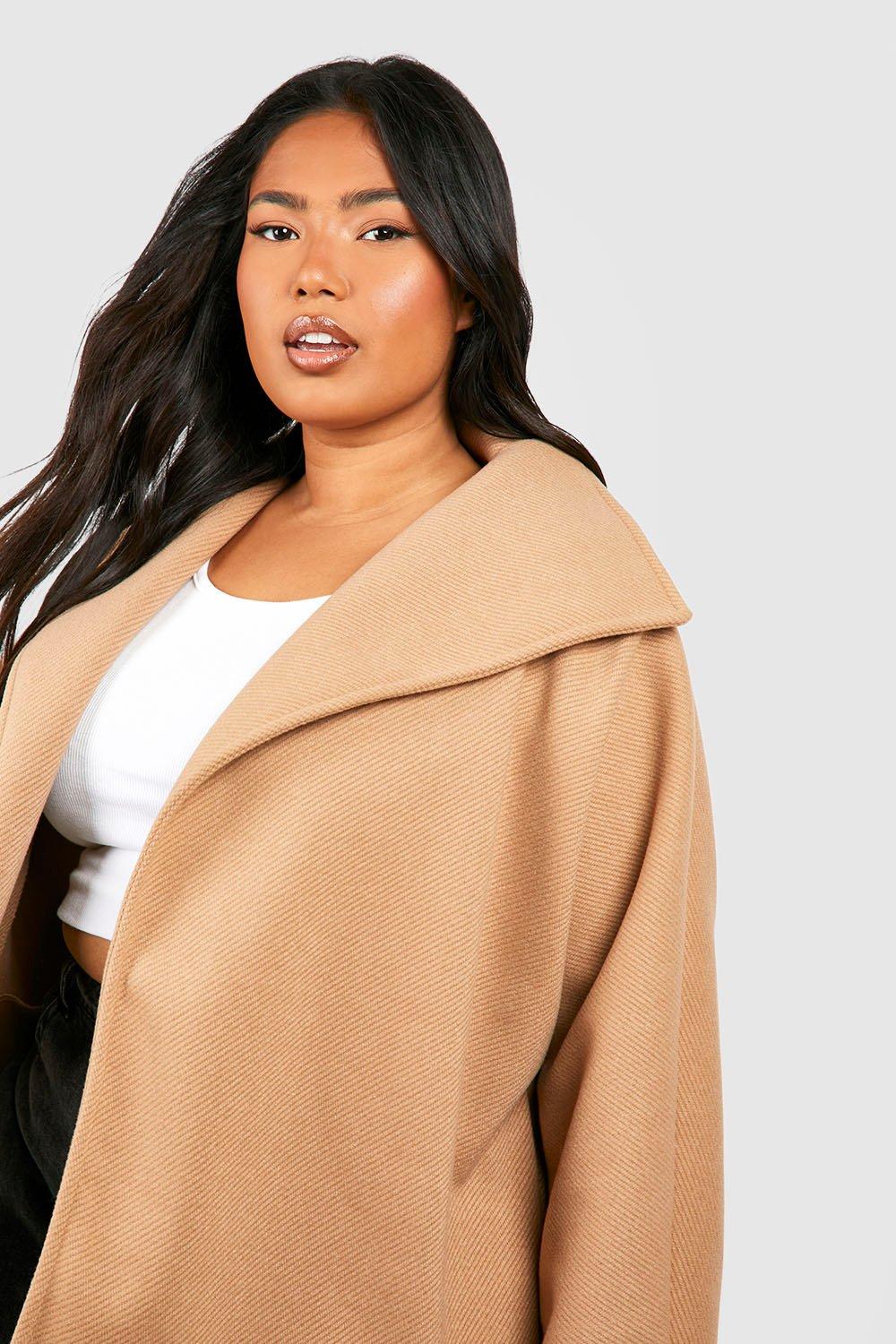 Grande taille Manteau court effet laine