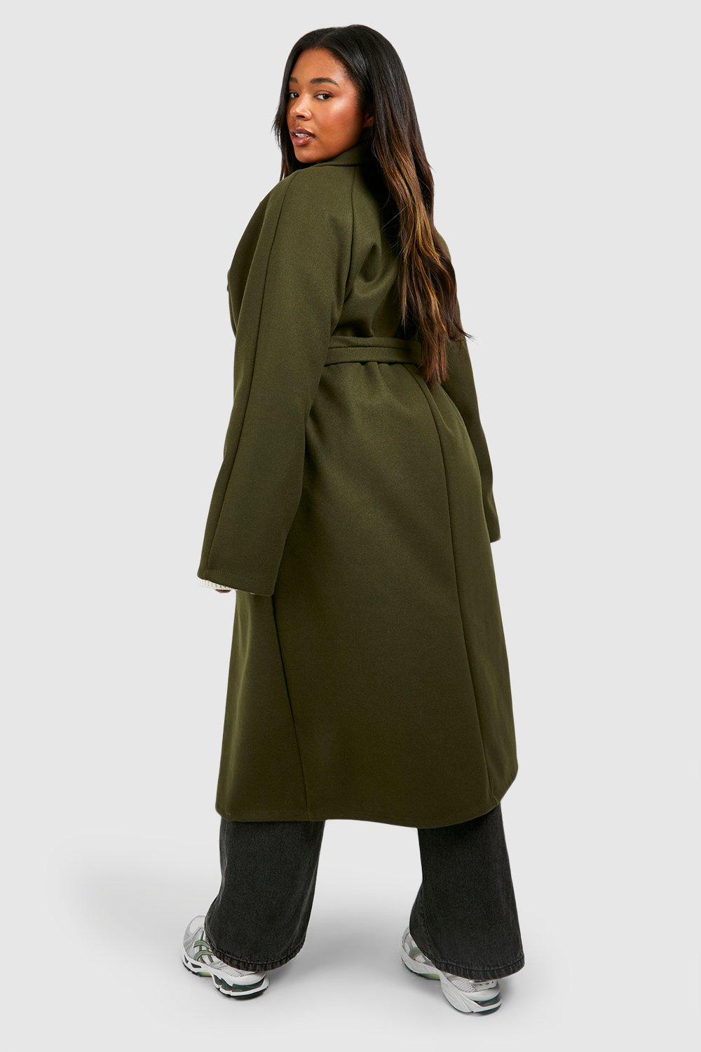 Plus Size Longline Wool Coat