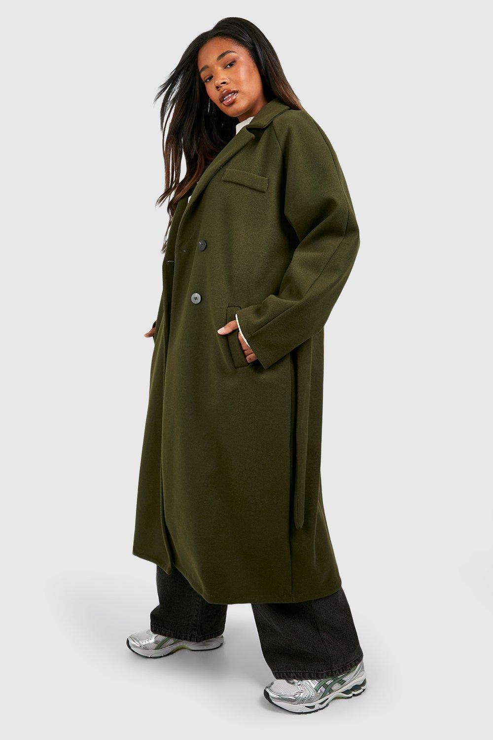 Women's Plus Hooded Wool Look Coat