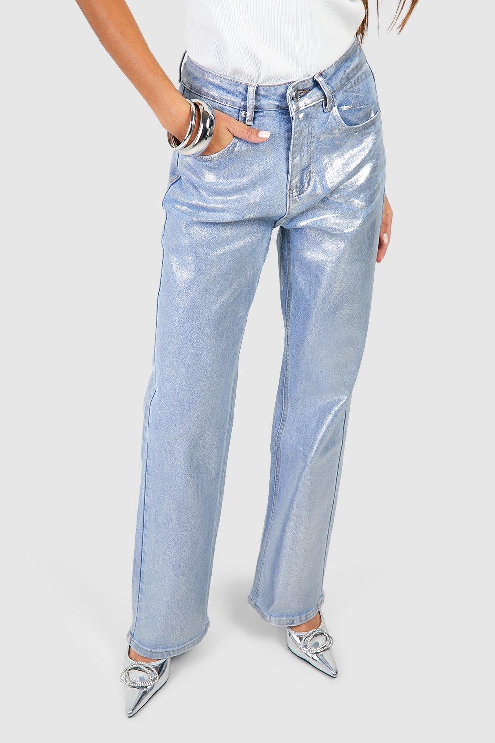 Silver Coated Metallic Jeans