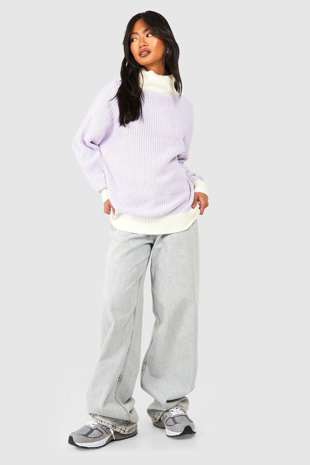 Colour Block Roll Neck Jumper