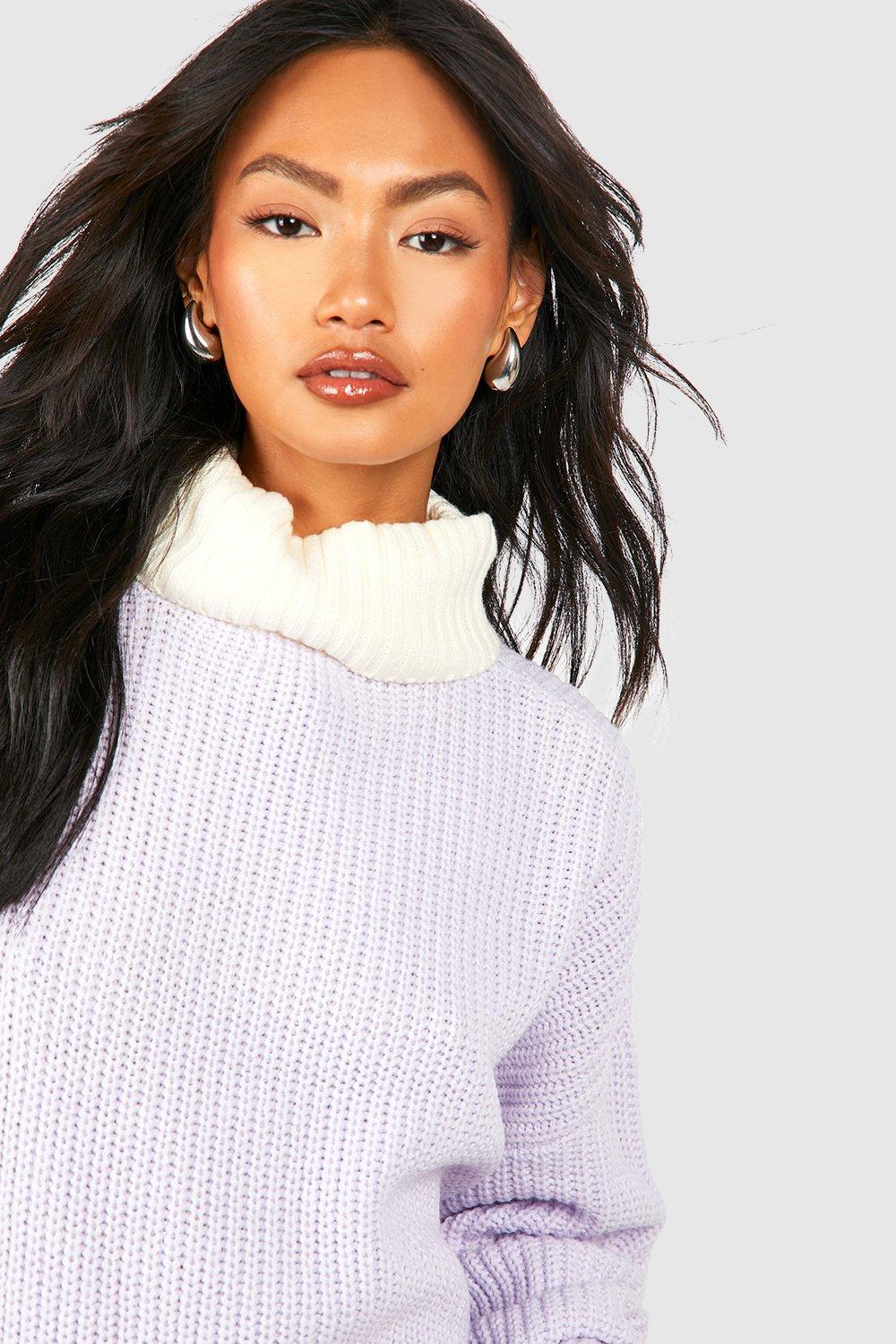 Colour Block Roll Neck Jumper