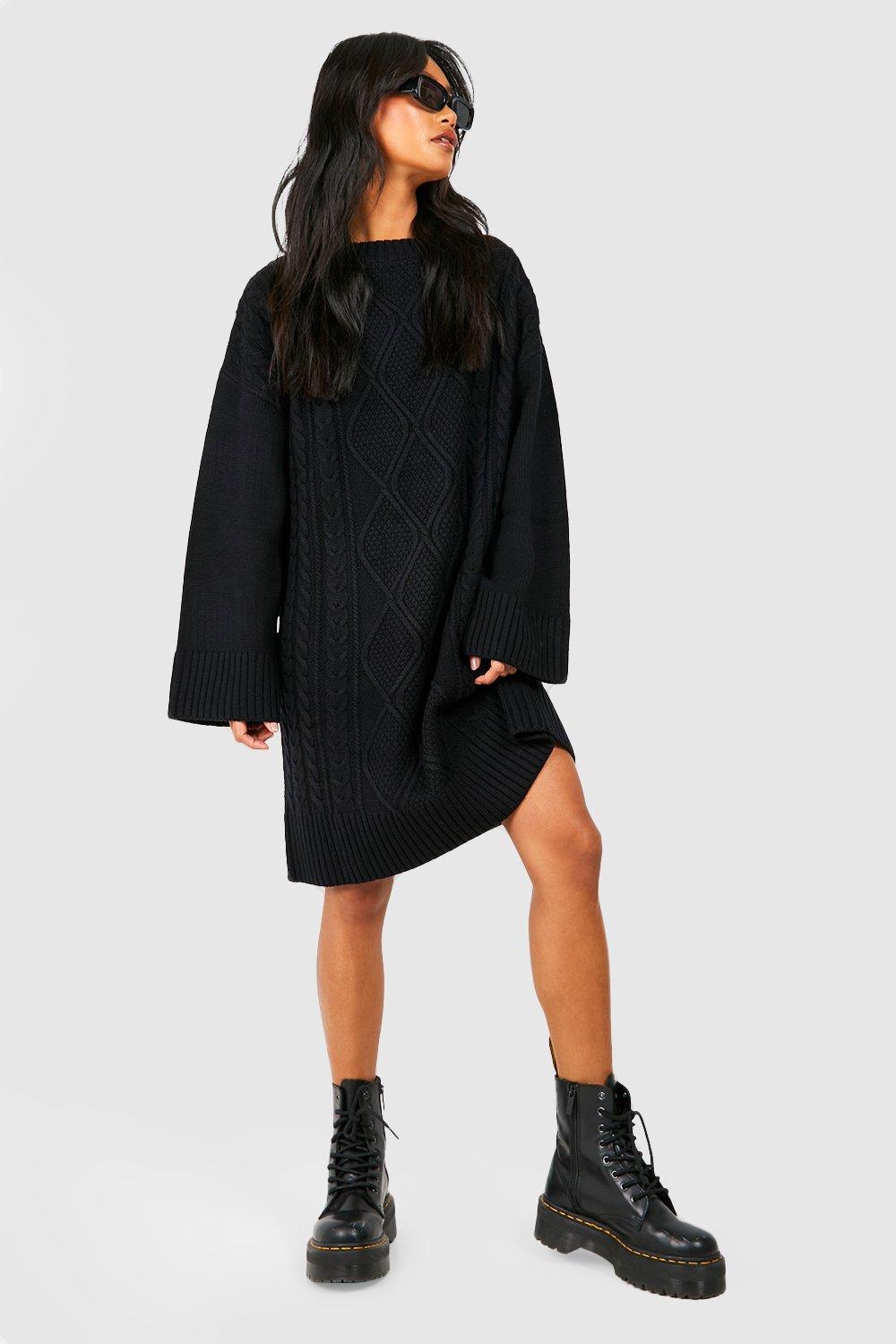 Robe pull oversize en maille torsadée