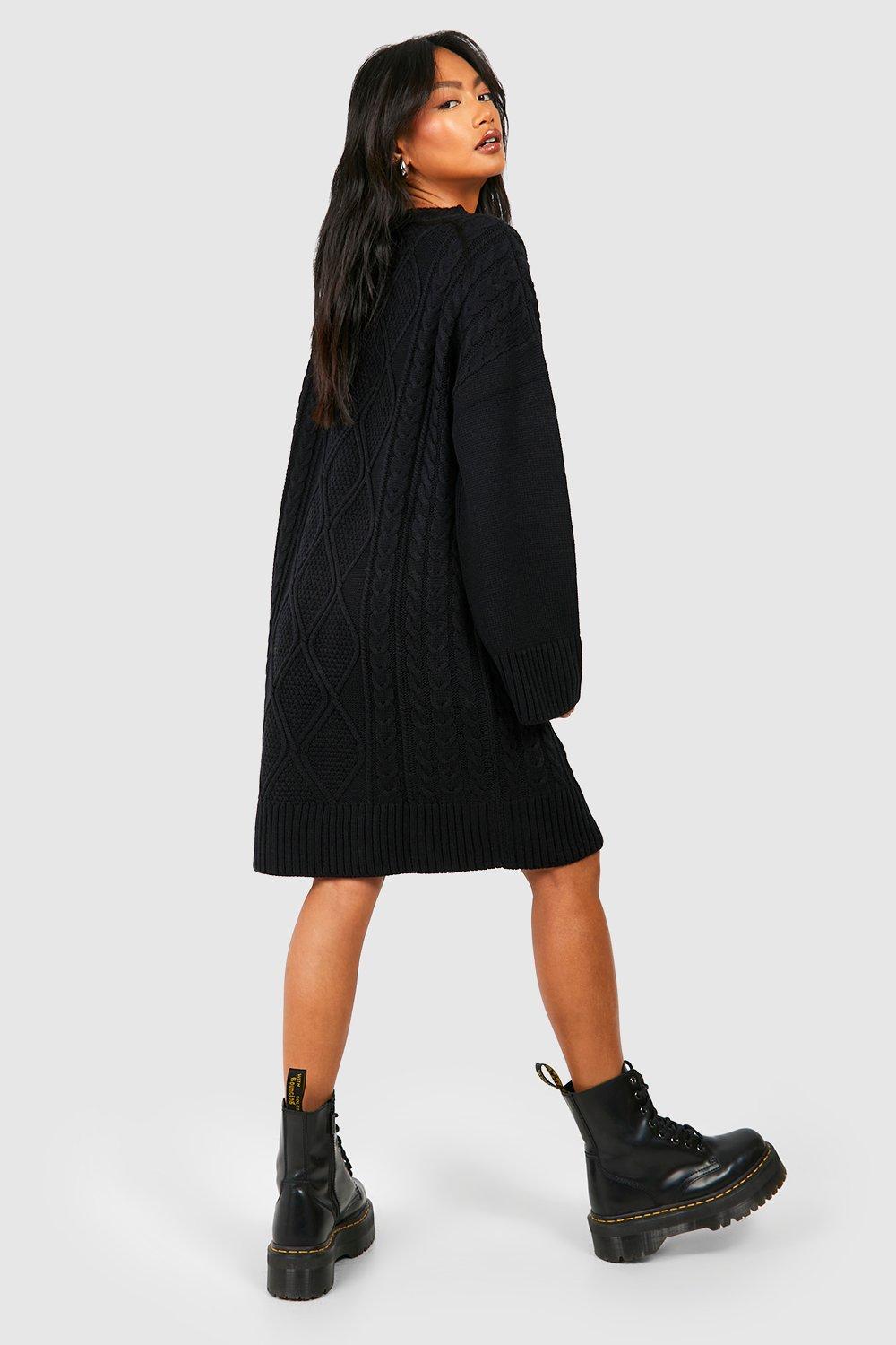 Chunky Oversized Cable Knit Jumper Dress