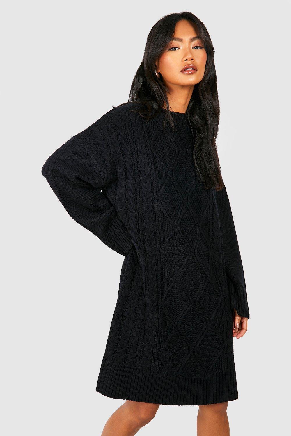 Women's Chunky Oversized Cable Knit Jumper Dress