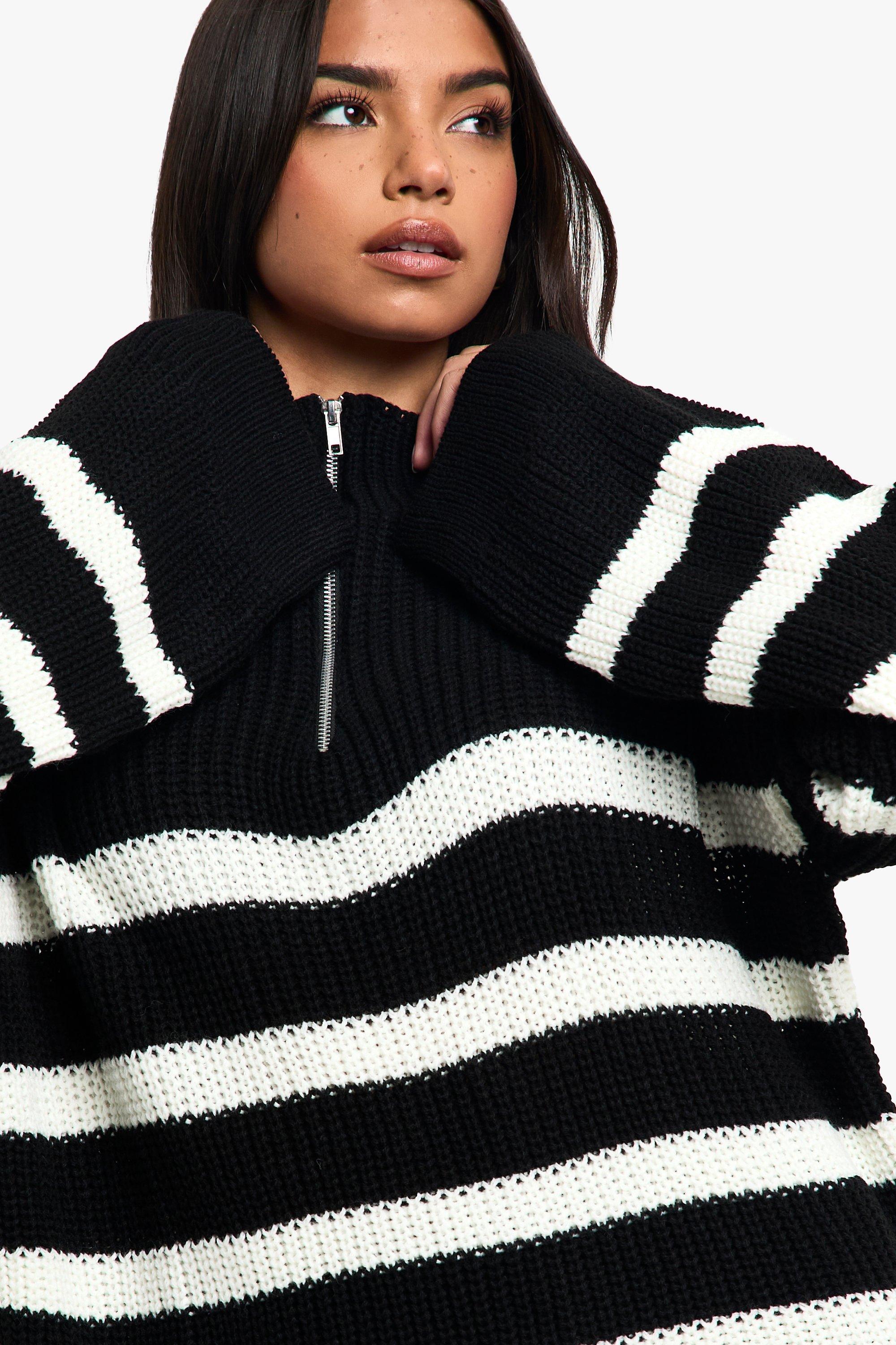 Black white striped jumper womens best sale