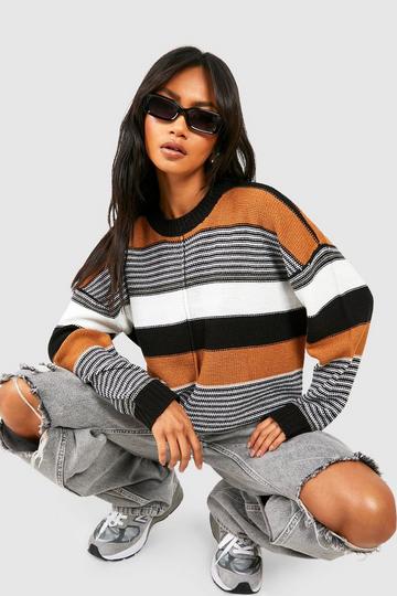 Mixed Stripe Sweater brown