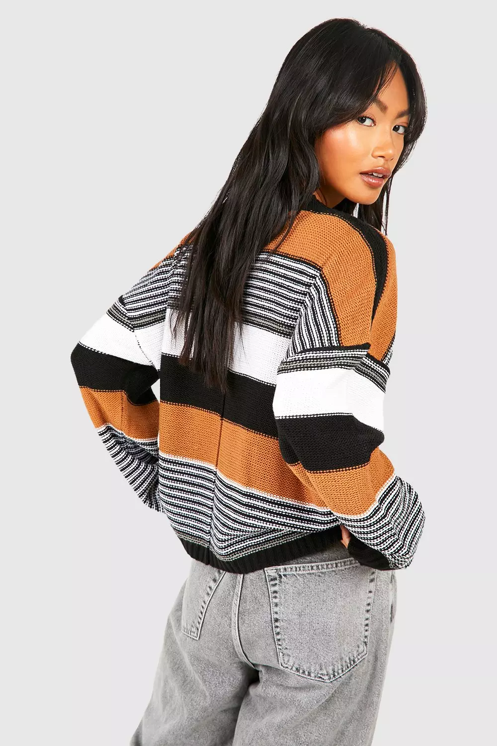 Brown Mixed Stripe Jumper alternative image