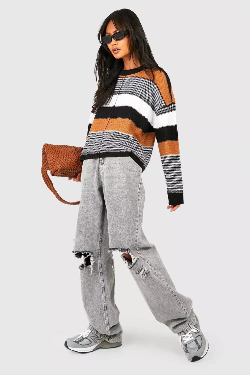 Brown Mixed Stripe Jumper alternative image