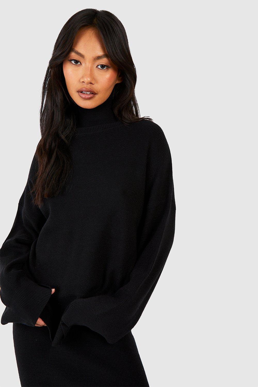 Pieces roll neck jumper in black