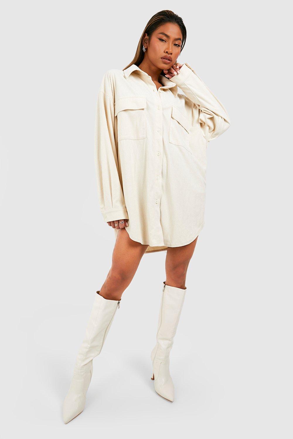 Oversized Cord Shirt Dress