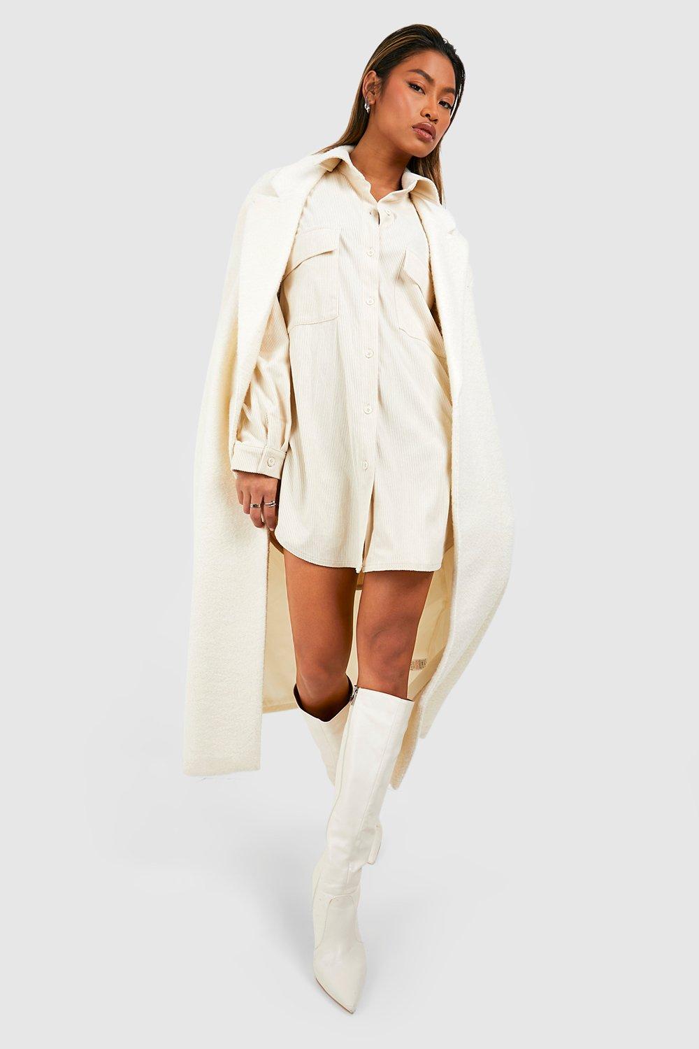 Oversized Cord Shirt Dress boohoo NZ